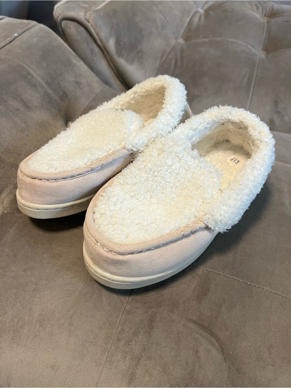 GAP Kids Cream and Beige Sherpa Slip-On Loafers